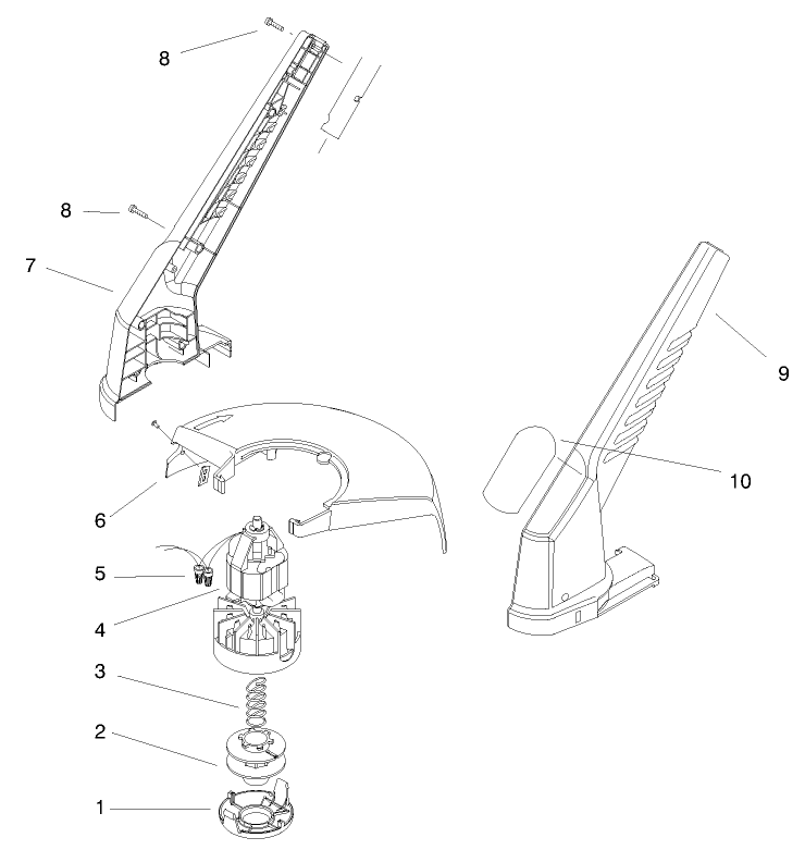 Motor And Housing Assembly Diagram and Parts List for 51309 (89000001 - 89999999)(1998) Lawn Boy Trimmer